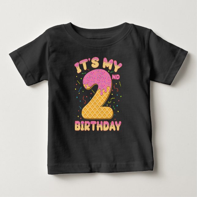 Cute Ice Cream It's my 2nd Birthday 2 years Girl Baby T-Shirt (Front)