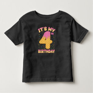 Cute Ice Cream It's my 4th Birthday 4 years Girl Toddler T-shirt