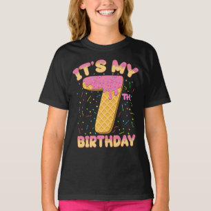 Cute Ice Cream It's my 7th Birthday 7 years Girl T-Shirt