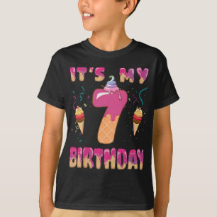 Cute Ice Cream It's my 7th Birthday Sweetie 7 yrs T-Shirt