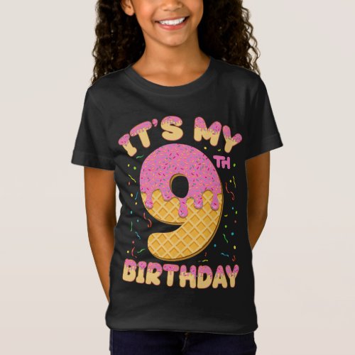 Cute Ice Cream Its my 8th Birthday 8 years Girl T_Shirt