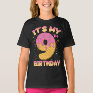 Cute Ice Cream It's my 9th Birthday 9 years Girl T-Shirt