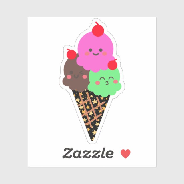 Cute Ice Cream - Kawaii Space Cone Sticker (Sheet)