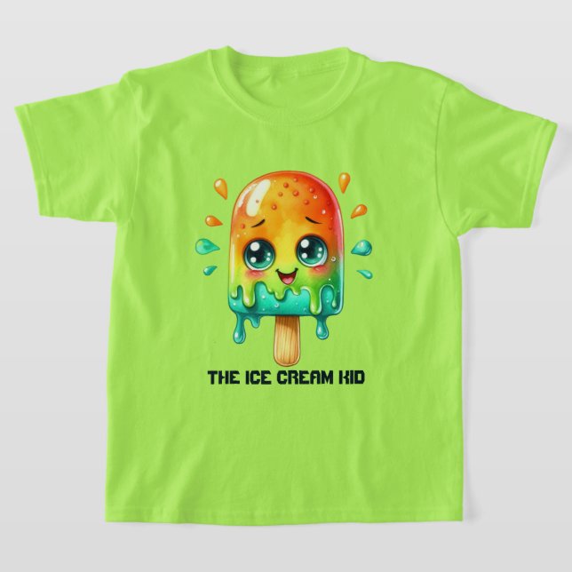 Cute ice cream kid customizable  T-Shirt (Laydown)