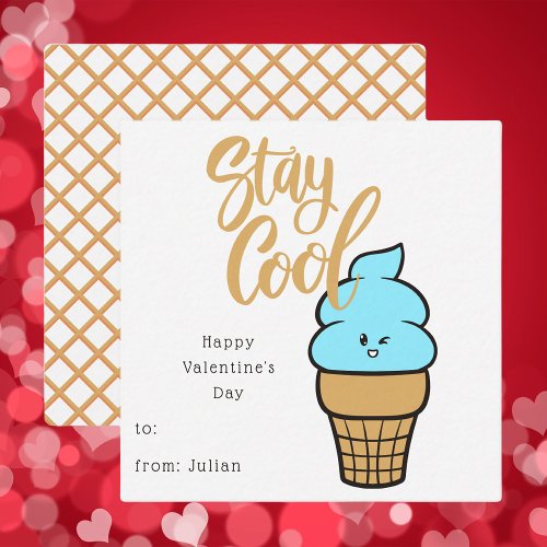 Cute Ice Cream Kids Classroom Valentines Card