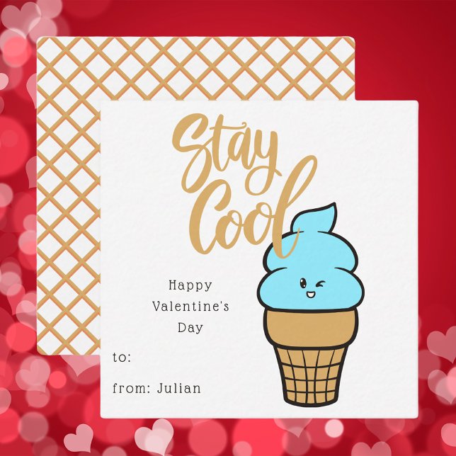Cute Ice Cream Kids Classroom Valentines Card (Creator Uploaded)