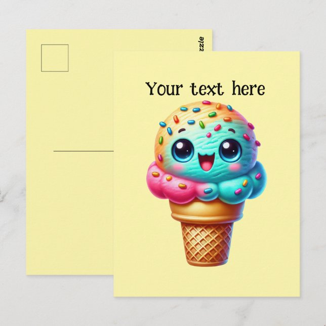Cute ice cream lovers customize postcard (Front/Back)