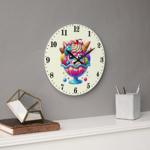 Cute ice cream lovers  large clock