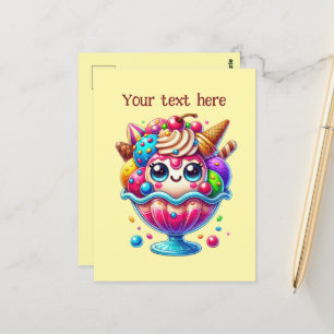 Cute ice cream lovers postcard