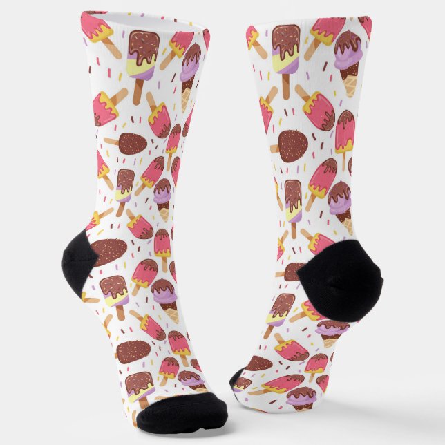 cute ice cream lovers tiled socks (Angled)