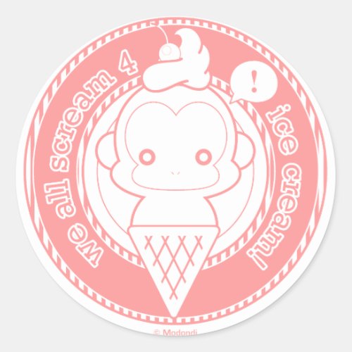 Cute Ice Cream Monkey Classic Round Sticker