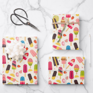 Cute ice cream party pattern wrapping paper sheets