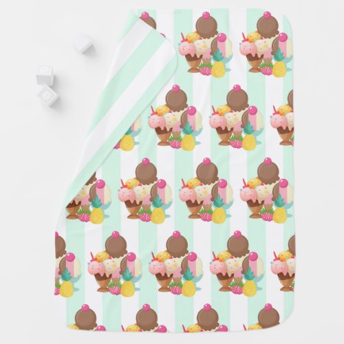 Cute Ice Cream Pattern Baby Blanket