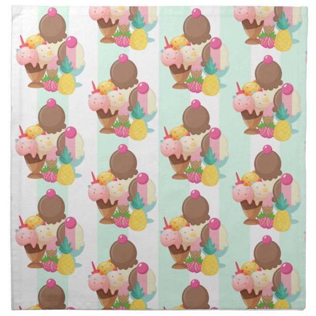 Cute Ice Cream Pattern Cloth Napkin (Front)