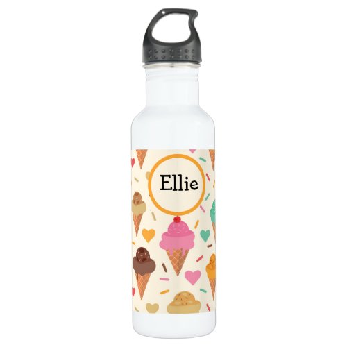 Cute Ice Cream Pattern Custom personalized  Stainless Steel Water Bottle