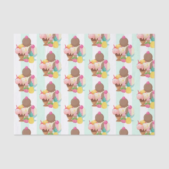 Cute Ice Cream Pattern Tissue Paper (Front)
