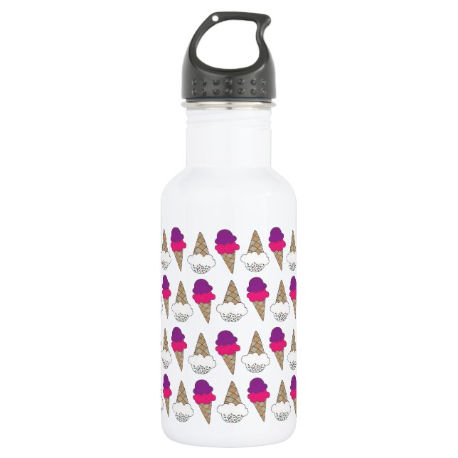 Cute Ice Cream Pattern Water Bottle (Front)