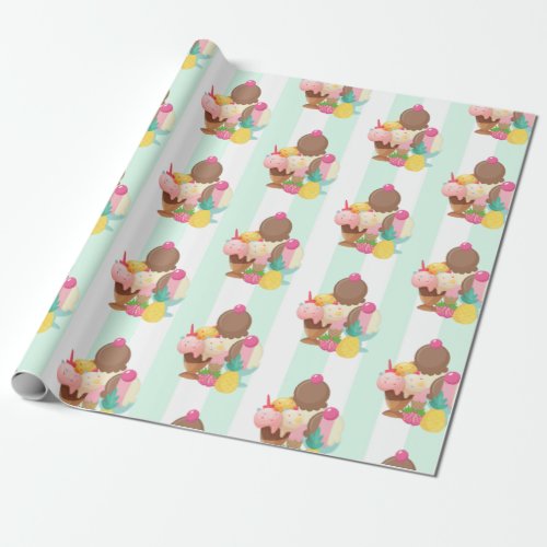 Cute Ice Cream Pattern Wrapping Paper