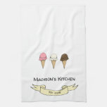 Cute Ice Cream Personlised Kitchen Kitchen Towel at Zazzle