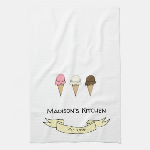 Cute Ice Cream Personlised Kitchen Kitchen Towel
