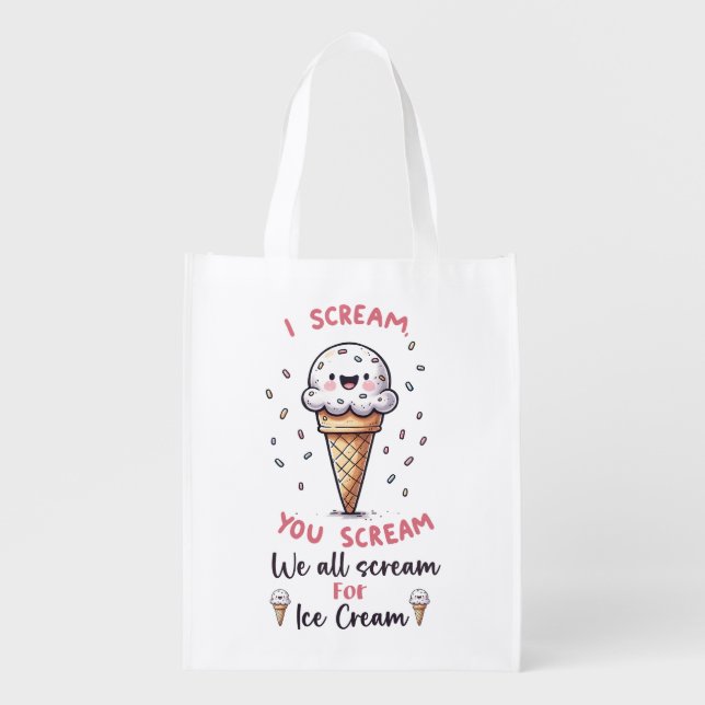 Cute Ice Cream Pun  Grocery Bag (Front)