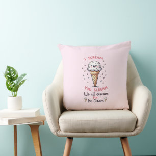 Cute Ice Cream Pun Throw Pillow