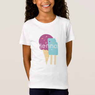 Cute Ice Cream Purple Blue Birthday Party T-Shirt