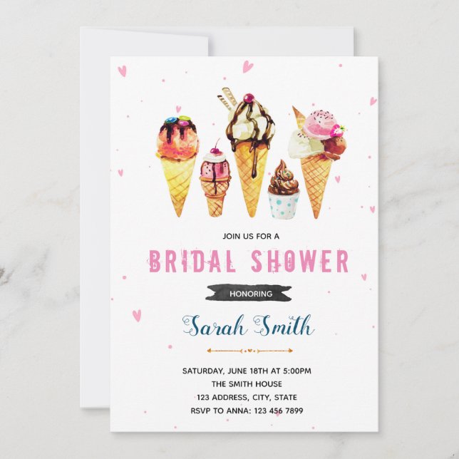 Cute ice cream shower party invitation (Front)