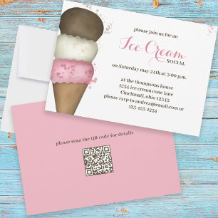 Cute Ice Cream Social Custom Celebration  Invitation