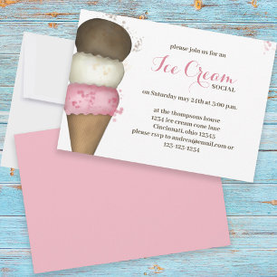 Cute Ice Cream Social Party  Invitation