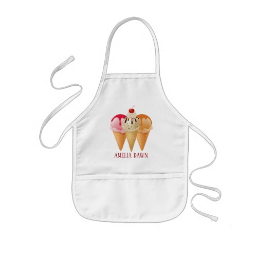 cute ice cream Sundae add name Kids Apron