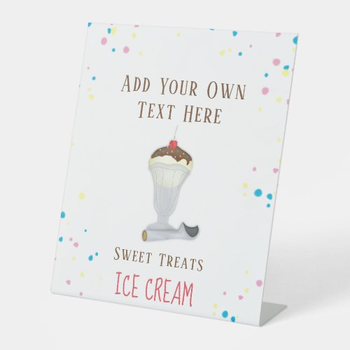 Cute Ice Cream Sundae Parlor Shop Business Pedestal Sign