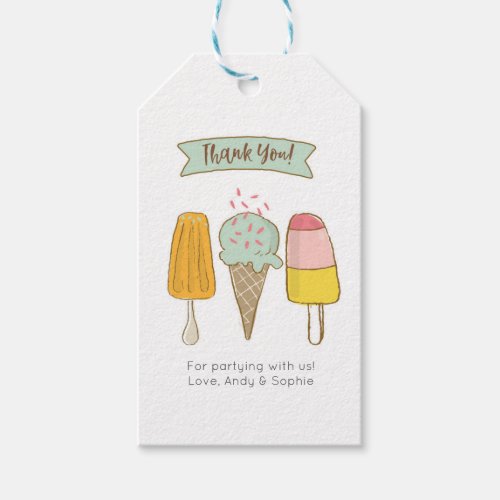 Cute Ice cream Thank you tags  Favor tags