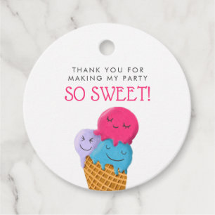 Cute Ice Cream Theme Birthday Party Favor Tags