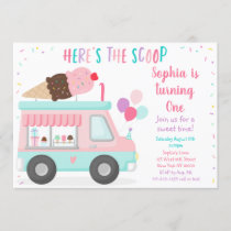 Cute Ice Cream Truck Birthday Invitation