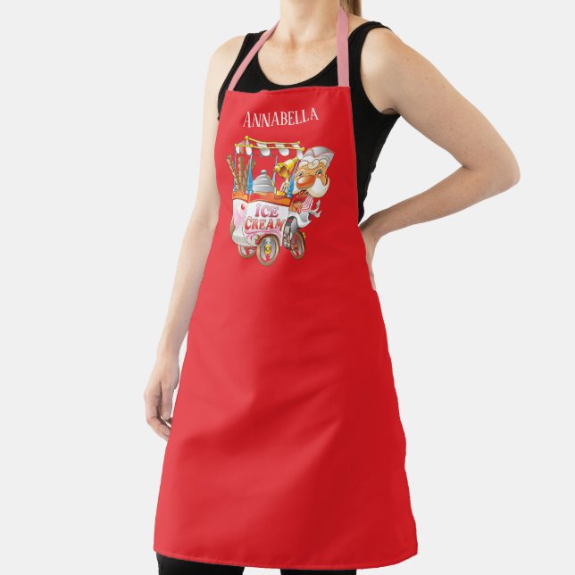 cute ice cream vendor add name apron (Insitu)