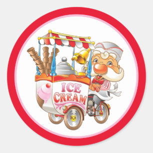 Cute ice cream vendor party classic round sticker