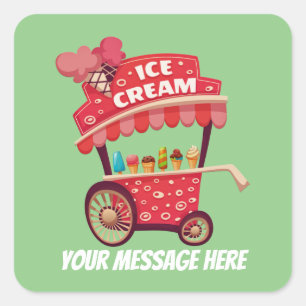 Cute ice cream vendors add name message sticker