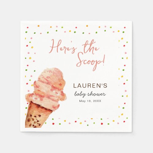 Cute Ice cream with Sprinkles Baby Shower Napkins