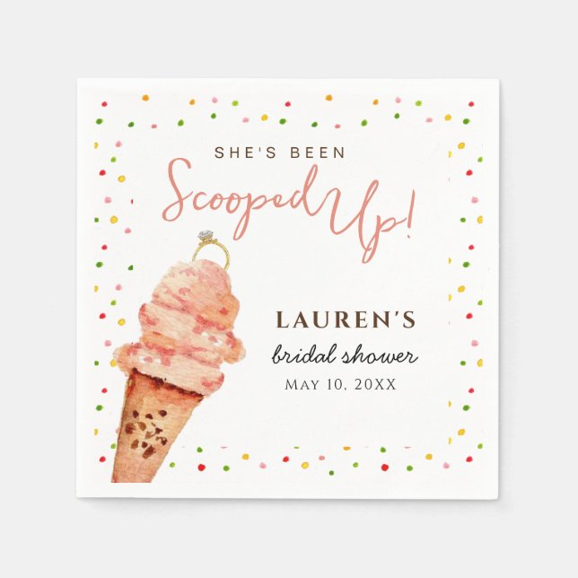 Cute Ice cream with Sprinkles Bridal Shower Napkins (Front)
