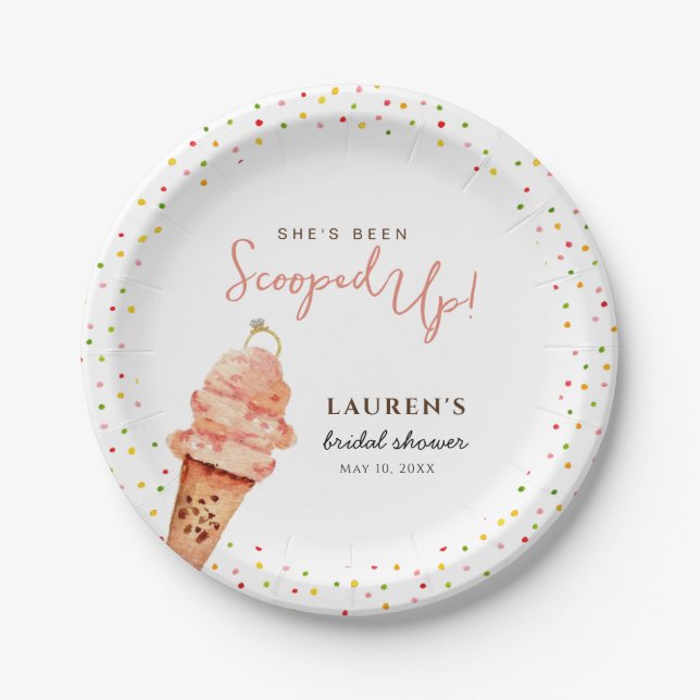 Cute Ice cream with Sprinkles Bridal Shower Paper Plates (Front)