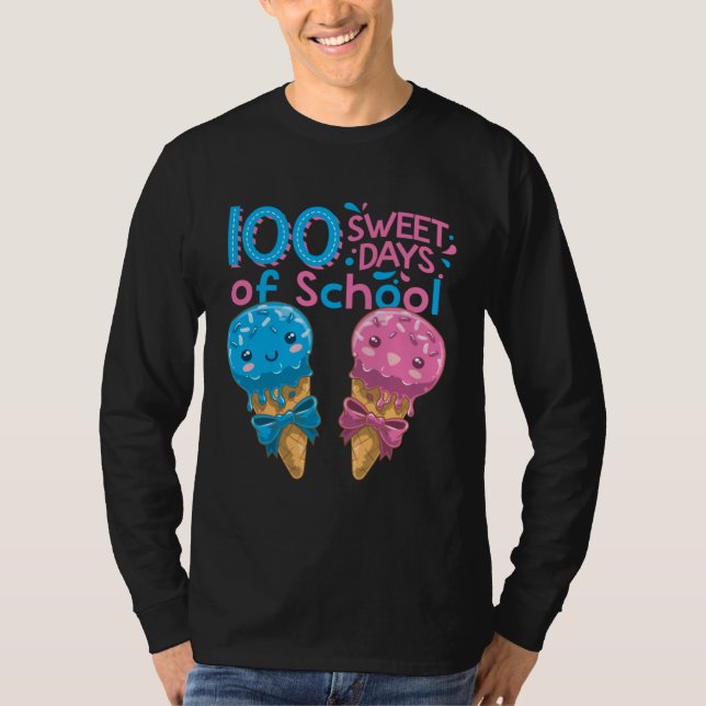 Cute ice creams 100 sweet days from school girls T-Shirt (Front)