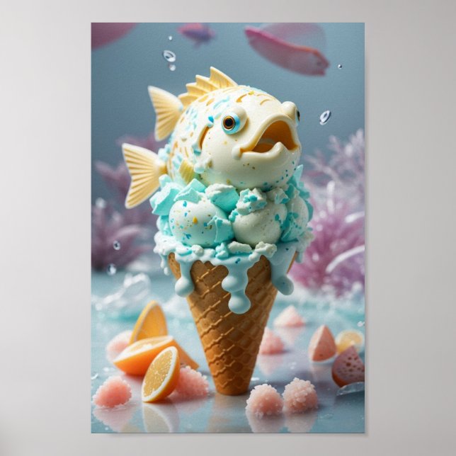 Cute ice crem fish poster (Front)