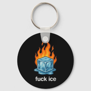 Cute Ice Cube On Fire For Ice Protest Deportation Keychain