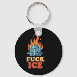Cute Ice Cube On Fire Ice Protest Deportation Keychain