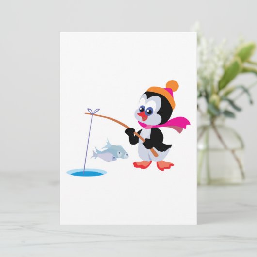 cute ice fishing little penguin (Standing Front)