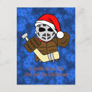 Cute Ice Hockey Goalie Christmas Card Postcards