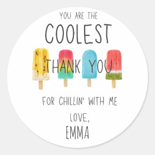 Cute Ice pop birthday Thank you Favor Classic Round Sticker