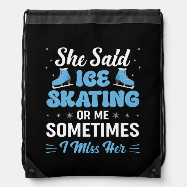 Cute Ice Rink Synchronized is Calling Drawstring Bag (Front)