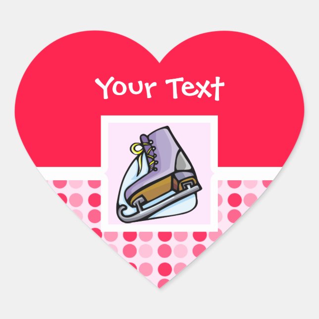Cute Ice Skate Heart Sticker (Front)